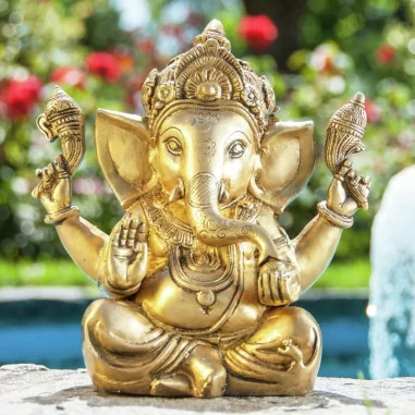 Ganesha 23cm Messing goldantik