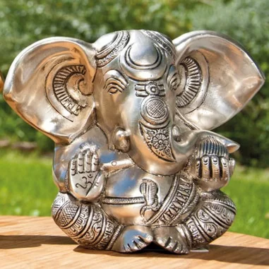 Ganesha 13cm Messing versilbert