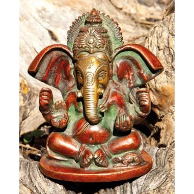 Ganesha 10cm Messing farbig