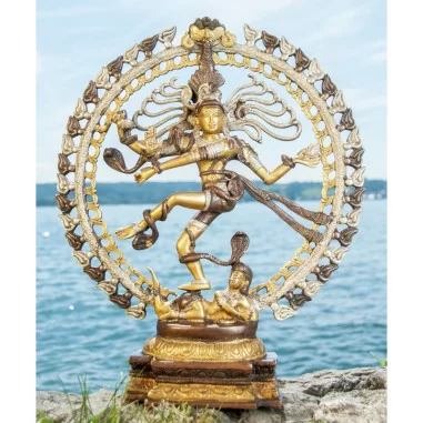 Shiva Nataraj 50cm Messing platiniert