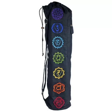 Tasche für Yogamatte schwarz mit 7 Chakren