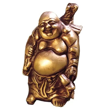 Happy Buddha 14 cm Messing mit Rucksack