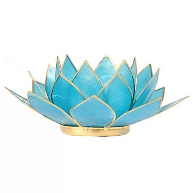 Teelichthalter Chakra Lotus gold hellblau