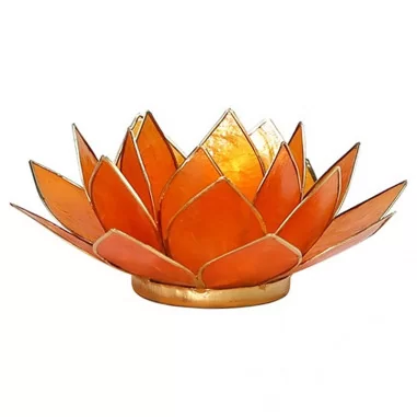 Teelichthalter Chakra Lotus gold orange