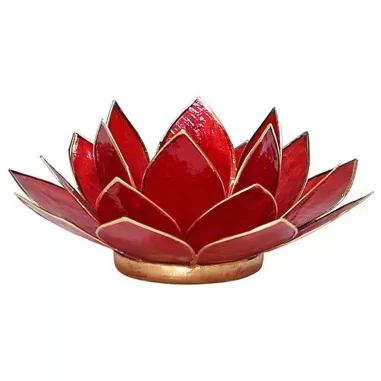 Teelichthalter Chakra Lotus gold rubinrot