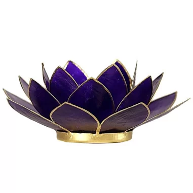 Teelichthalter Chakra Lotus gold violett