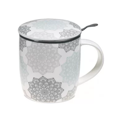 Teetasse Mandala grau Set