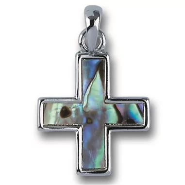 Anhänger Kreuz Paua-Muschel an Kette