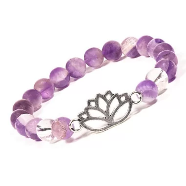 Armband Chevron-Amethyst/Bergkristall mit Lotus