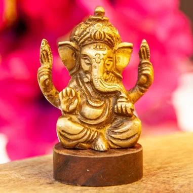 Ganesha auf Sockel 6,5cm Messing