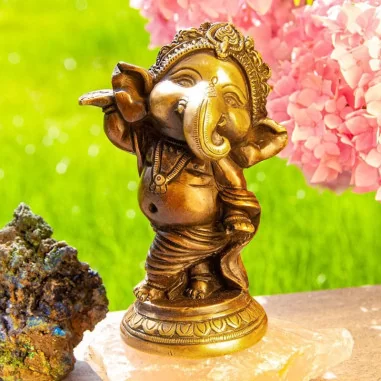 Tanzender Baby Ganesha 13cm Messing