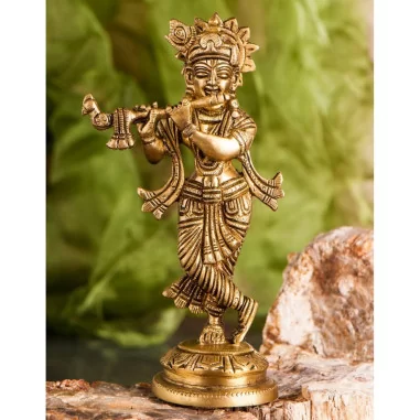 Statue Krishna Messing 18 cm