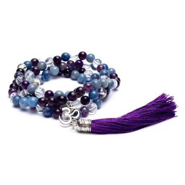 Mala Amethyst - Aventurin - Bergkristall mit Om