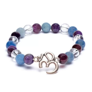 Armband Mala Amethyst - Aventurin - Bergkristall mit Om