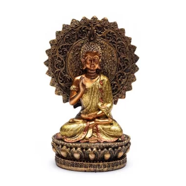 Buddha der Ruhe mit Aura und Thron