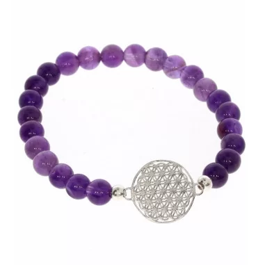 Symbol-Armband Amethyst Blume des Lebens silber