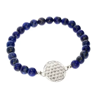 Symbol-Armband LapisLazuli Blume des Lebens silber