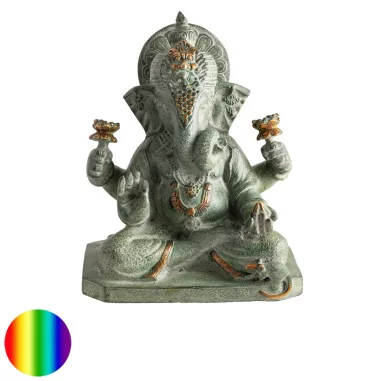 Ganesha - Messing - Grüner Sandstein - 22,5cm