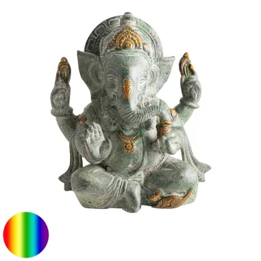 Ganesha Messing Grüner Sandstein - 16cm