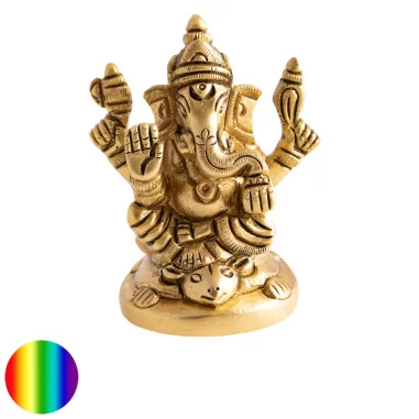 Ganesha mit Maus - Messing 63mm